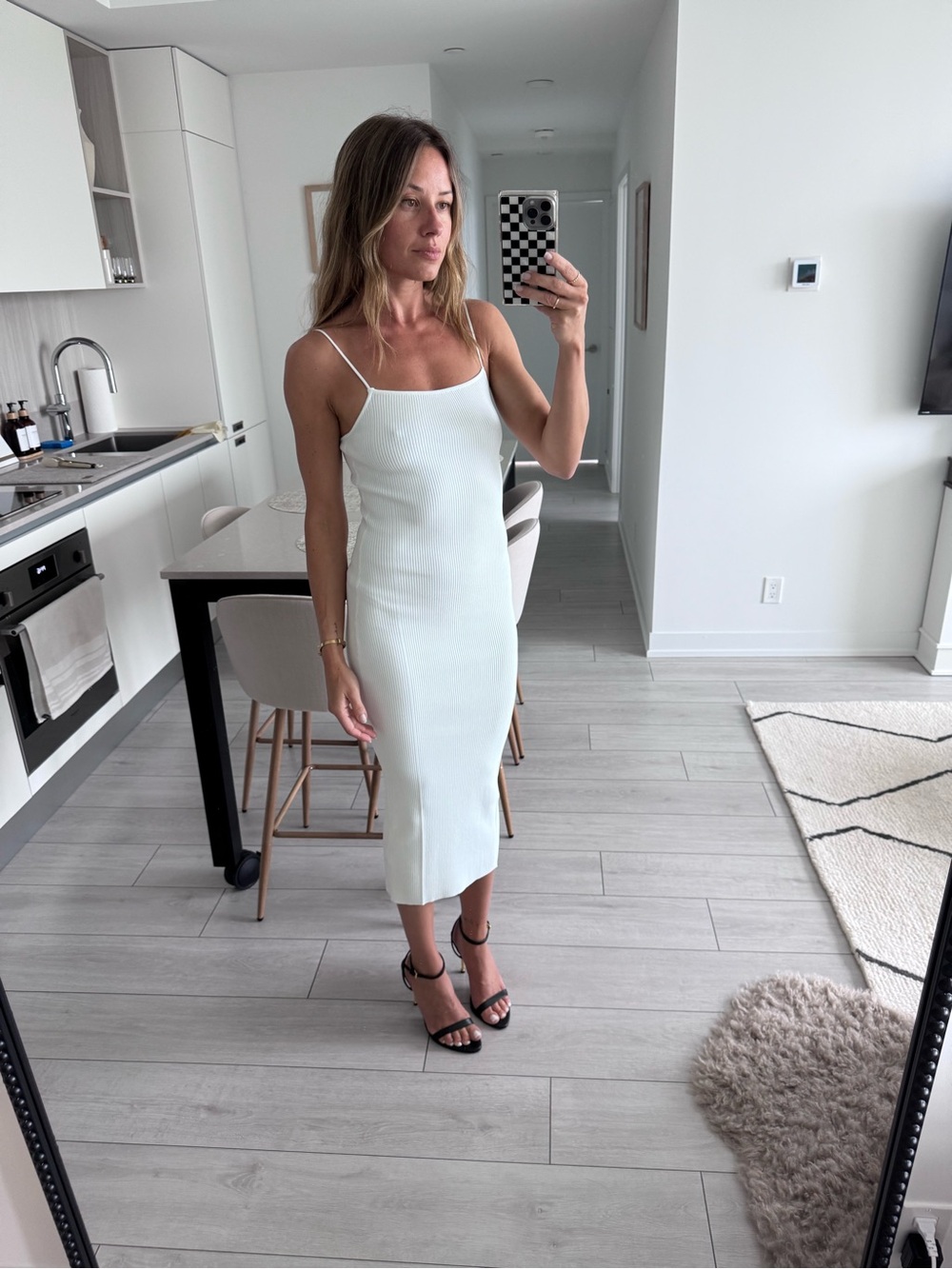 Dynamite White Ribbed Slip Midi Dress